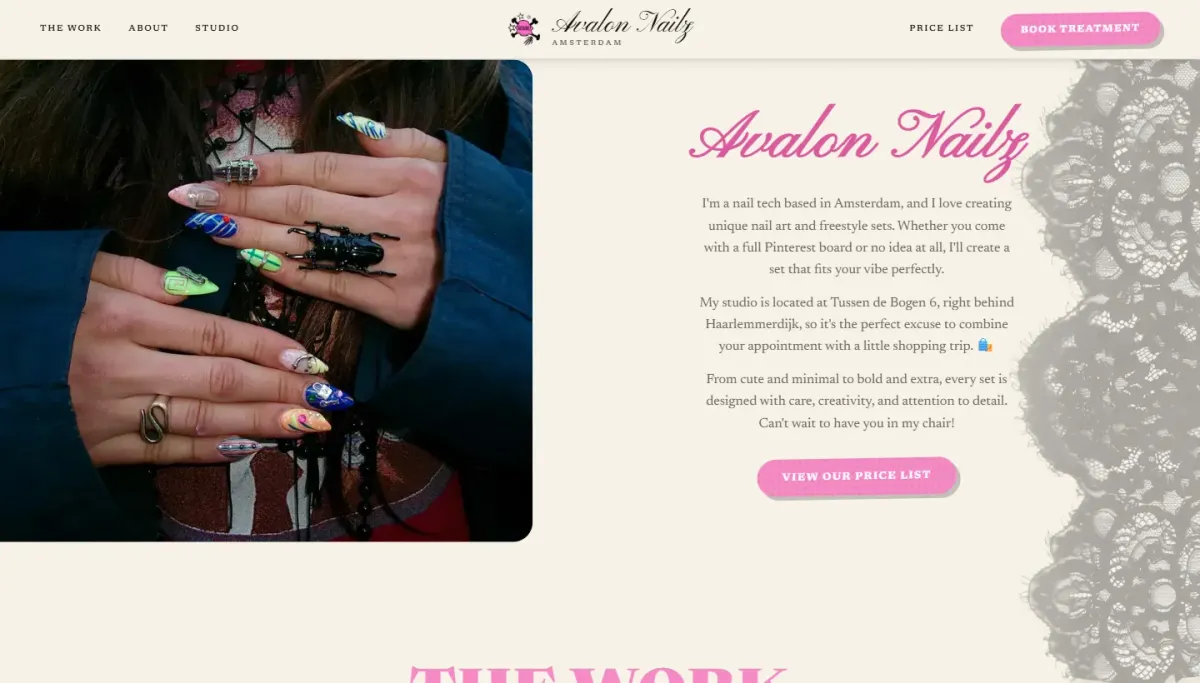 De website van Avalon Nailz